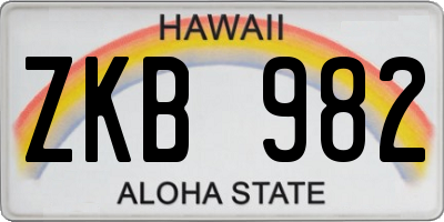 HI license plate ZKB982
