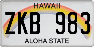HI license plate ZKB983