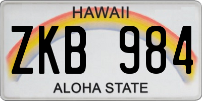 HI license plate ZKB984