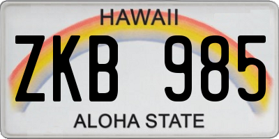 HI license plate ZKB985