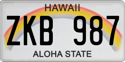 HI license plate ZKB987