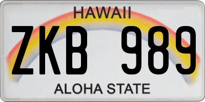 HI license plate ZKB989