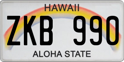 HI license plate ZKB990
