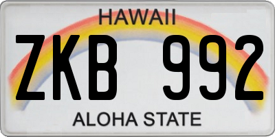 HI license plate ZKB992