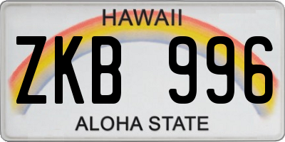 HI license plate ZKB996