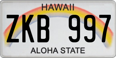 HI license plate ZKB997