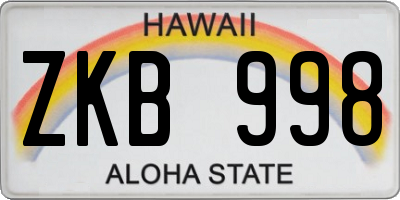 HI license plate ZKB998