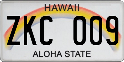 HI license plate ZKC009