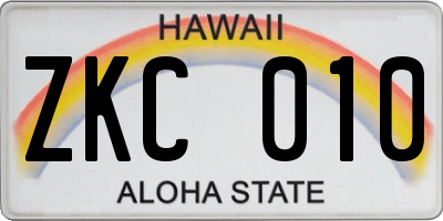 HI license plate ZKC010
