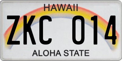 HI license plate ZKC014