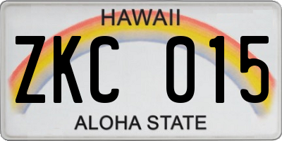 HI license plate ZKC015