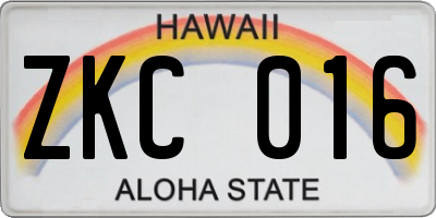 HI license plate ZKC016