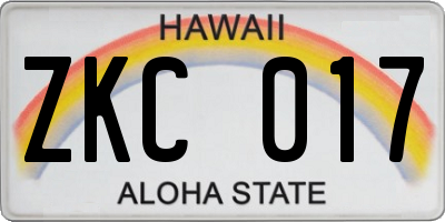 HI license plate ZKC017