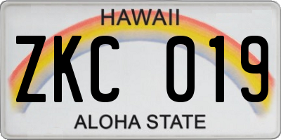 HI license plate ZKC019