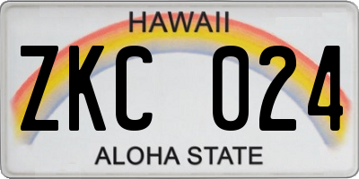 HI license plate ZKC024
