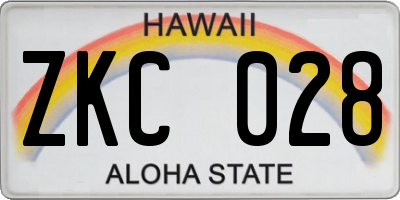 HI license plate ZKC028