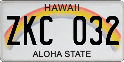 HI license plate ZKC032