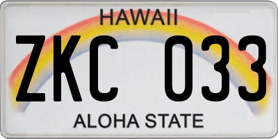 HI license plate ZKC033