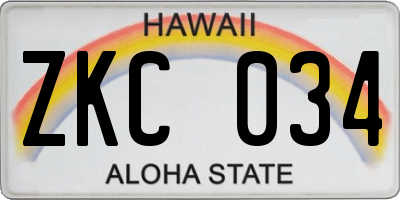 HI license plate ZKC034