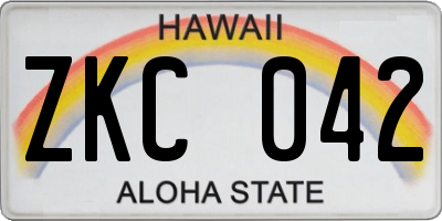 HI license plate ZKC042
