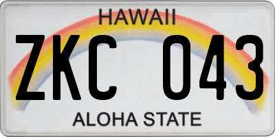 HI license plate ZKC043