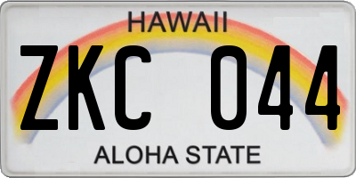 HI license plate ZKC044