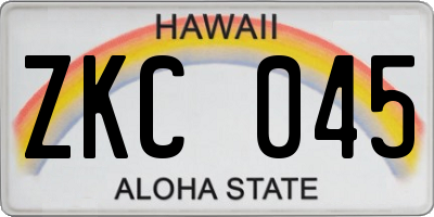 HI license plate ZKC045