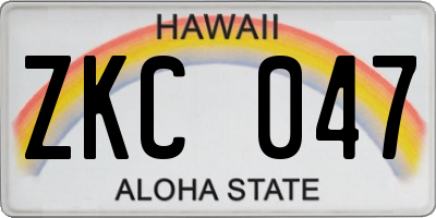 HI license plate ZKC047