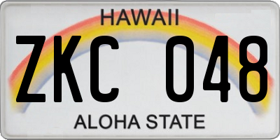 HI license plate ZKC048