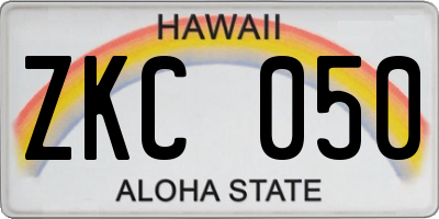 HI license plate ZKC050