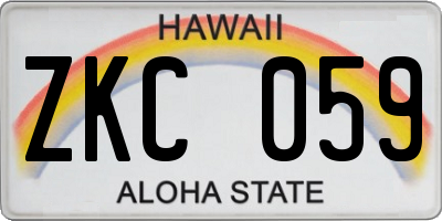 HI license plate ZKC059