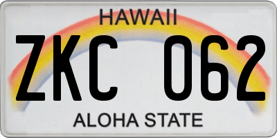 HI license plate ZKC062