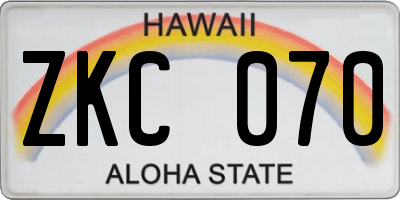 HI license plate ZKC070