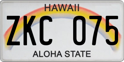 HI license plate ZKC075