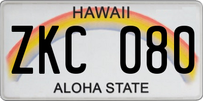 HI license plate ZKC080