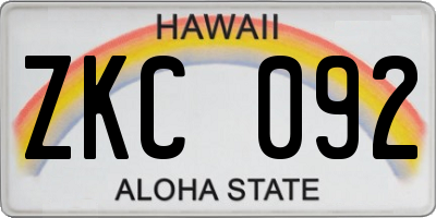 HI license plate ZKC092