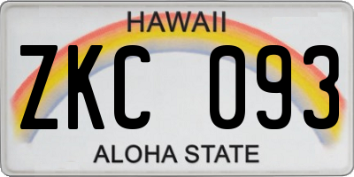 HI license plate ZKC093
