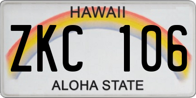 HI license plate ZKC106