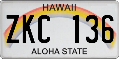 HI license plate ZKC136