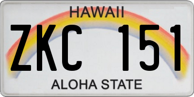 HI license plate ZKC151