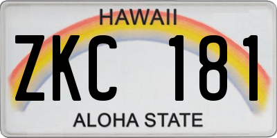 HI license plate ZKC181