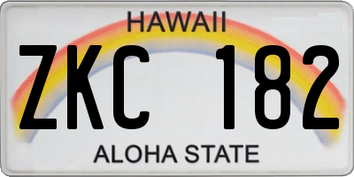 HI license plate ZKC182