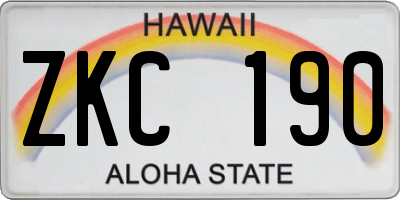HI license plate ZKC190