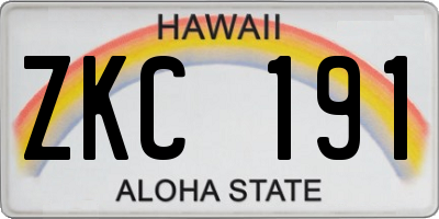 HI license plate ZKC191