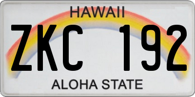 HI license plate ZKC192