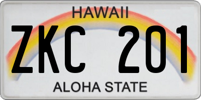 HI license plate ZKC201