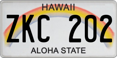 HI license plate ZKC202