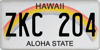 HI license plate ZKC204