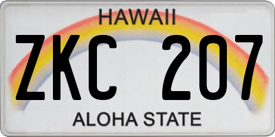 HI license plate ZKC207