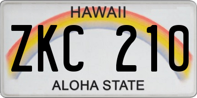 HI license plate ZKC210
